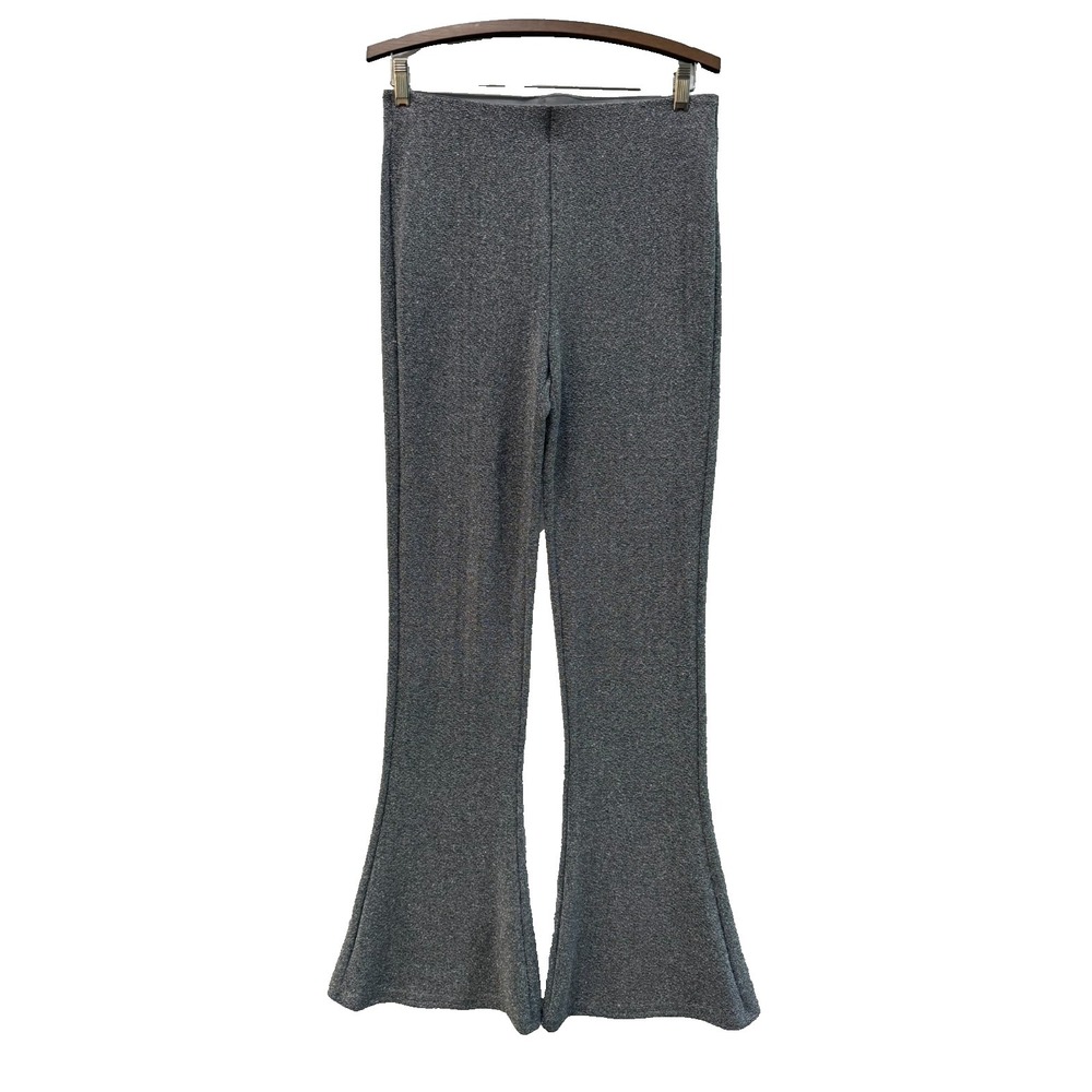 Women's H&M‎ Sliver Metallic Sparkle Flare Leg Pull On Pants Size Medium